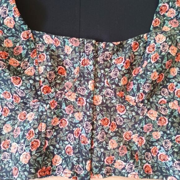 Zara Y2K Floral Square Neck Corset Crop Top M NWOT - Picture 10 of 15